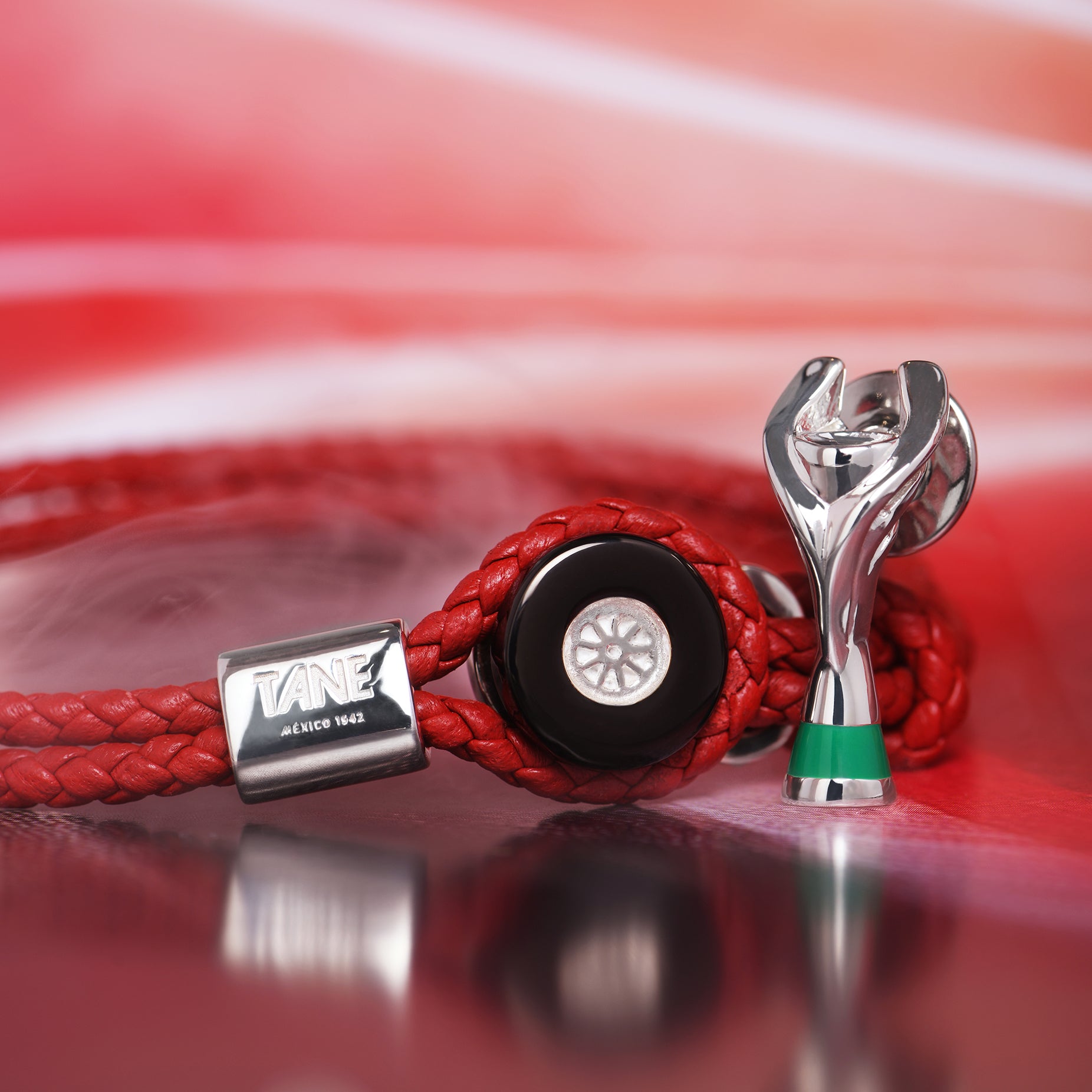 TANE RACING RED RIM RUTHENIUM BRACELET