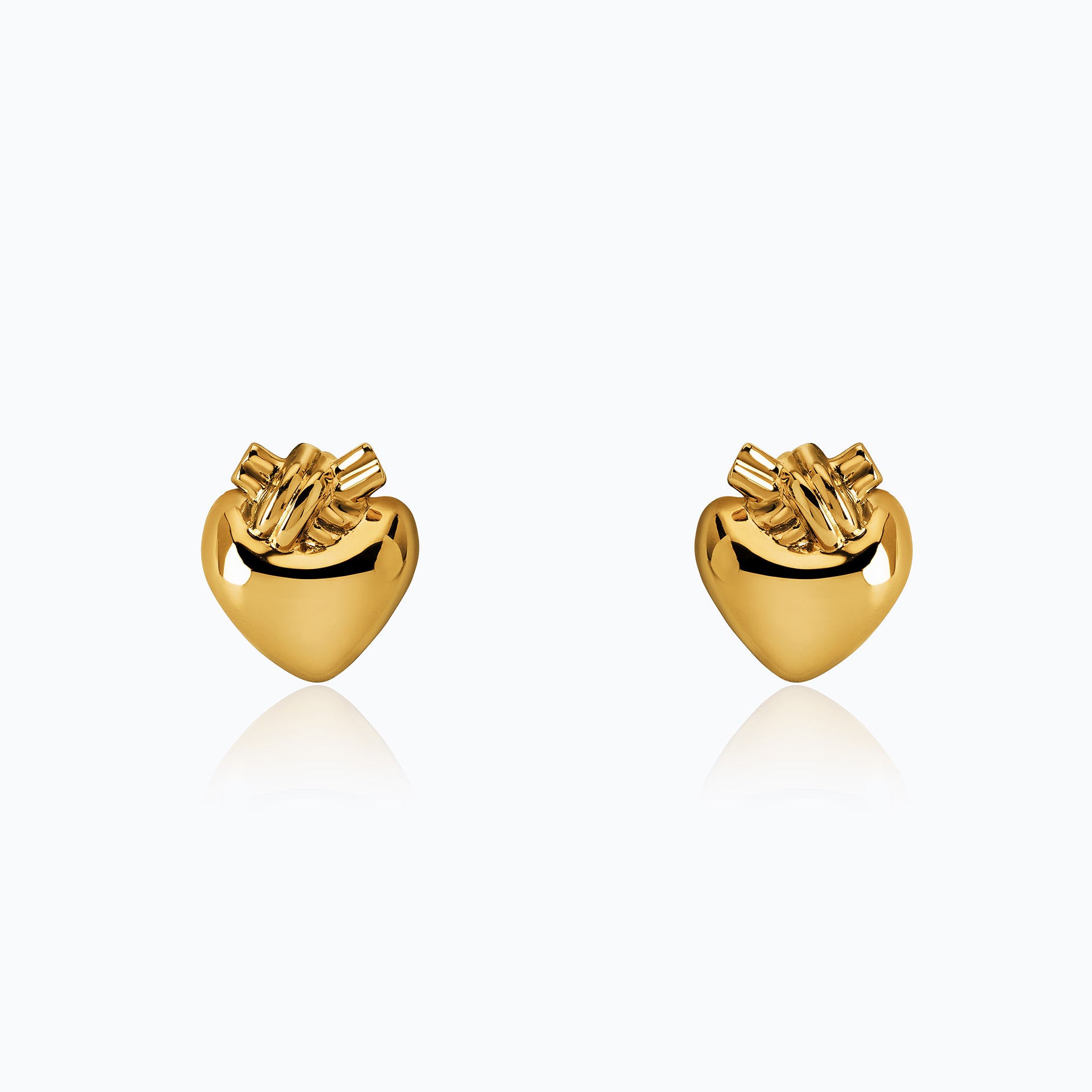 TIED HEART GOLD EARRINGS