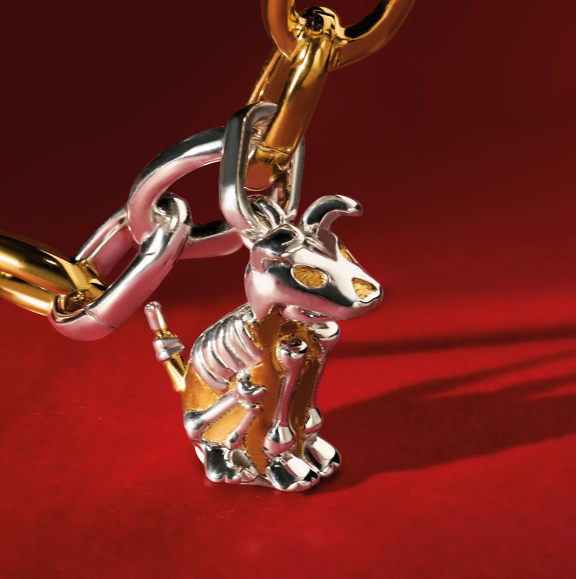 SKELETON DOG VERMEIL CHARM