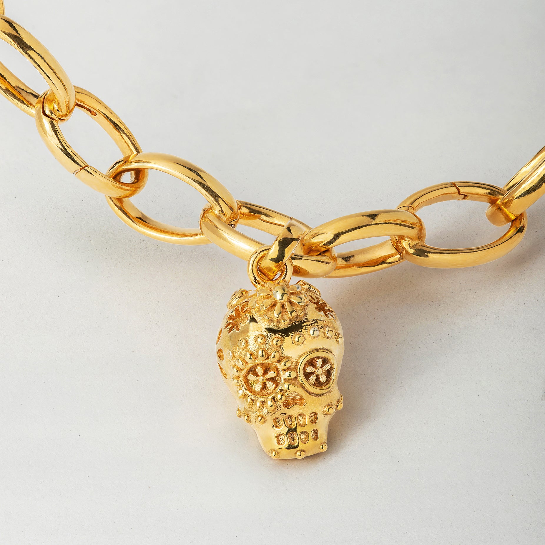 SUGAR SKULL GOLD CHARM