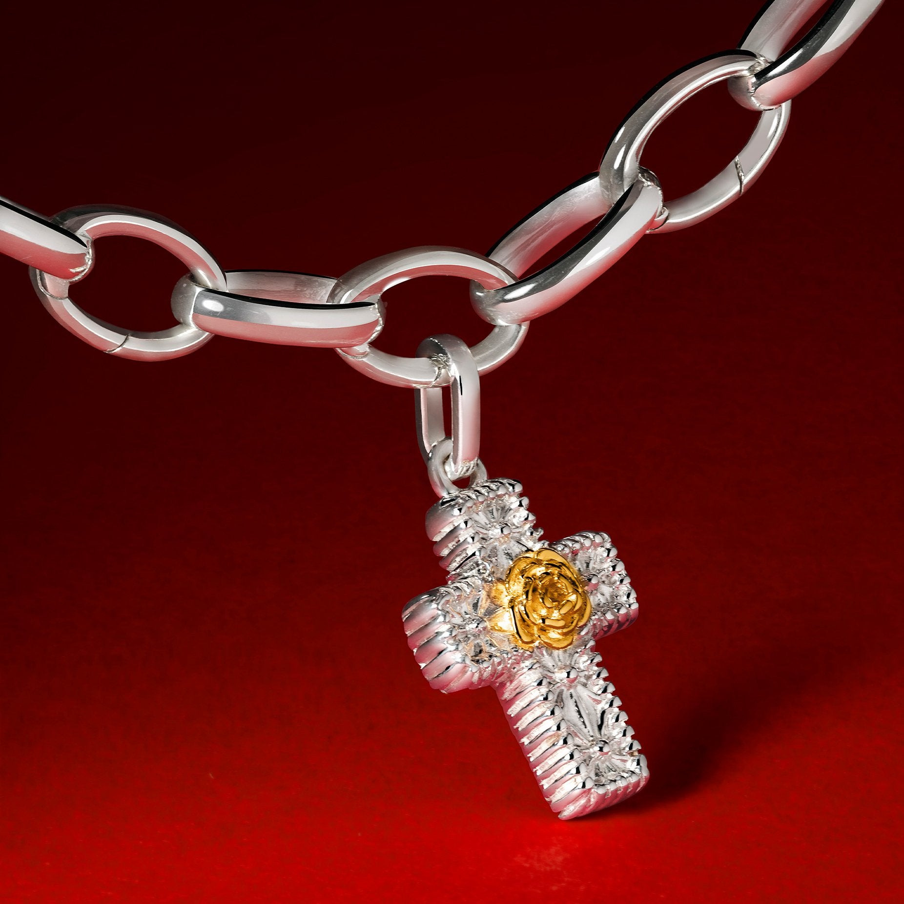 FLOWER CROSS CHARM