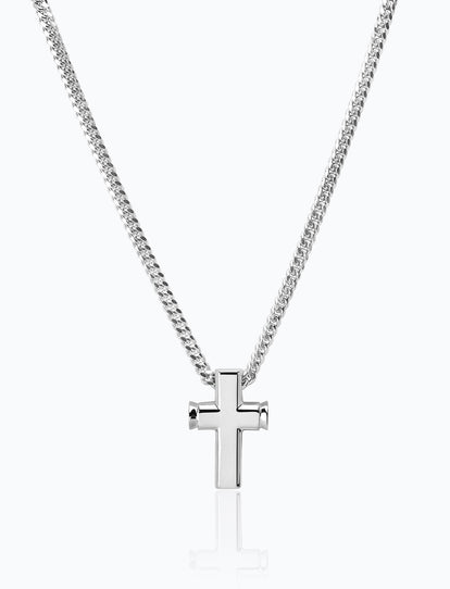 Silver Cross Necklace Inlaid Zircon Thick Rose Gold Length 19.6mm Pendant