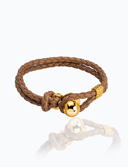 Bottega Veneta Bracelet Gold Metallic Braided Leather