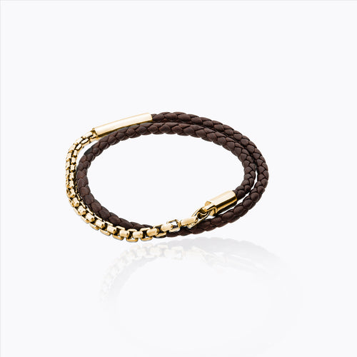 COMET LEATHER GOLD BRACELET