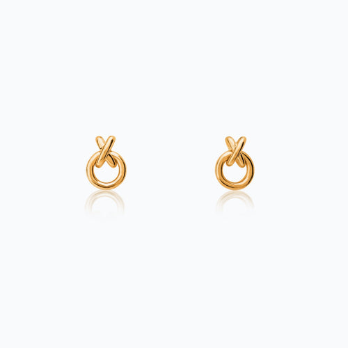 X BUTTON GOLD EARRINGS